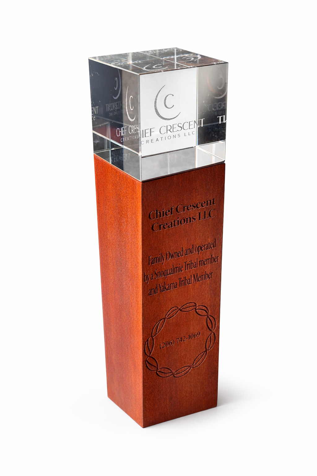 Inner engraving crystal wooden base